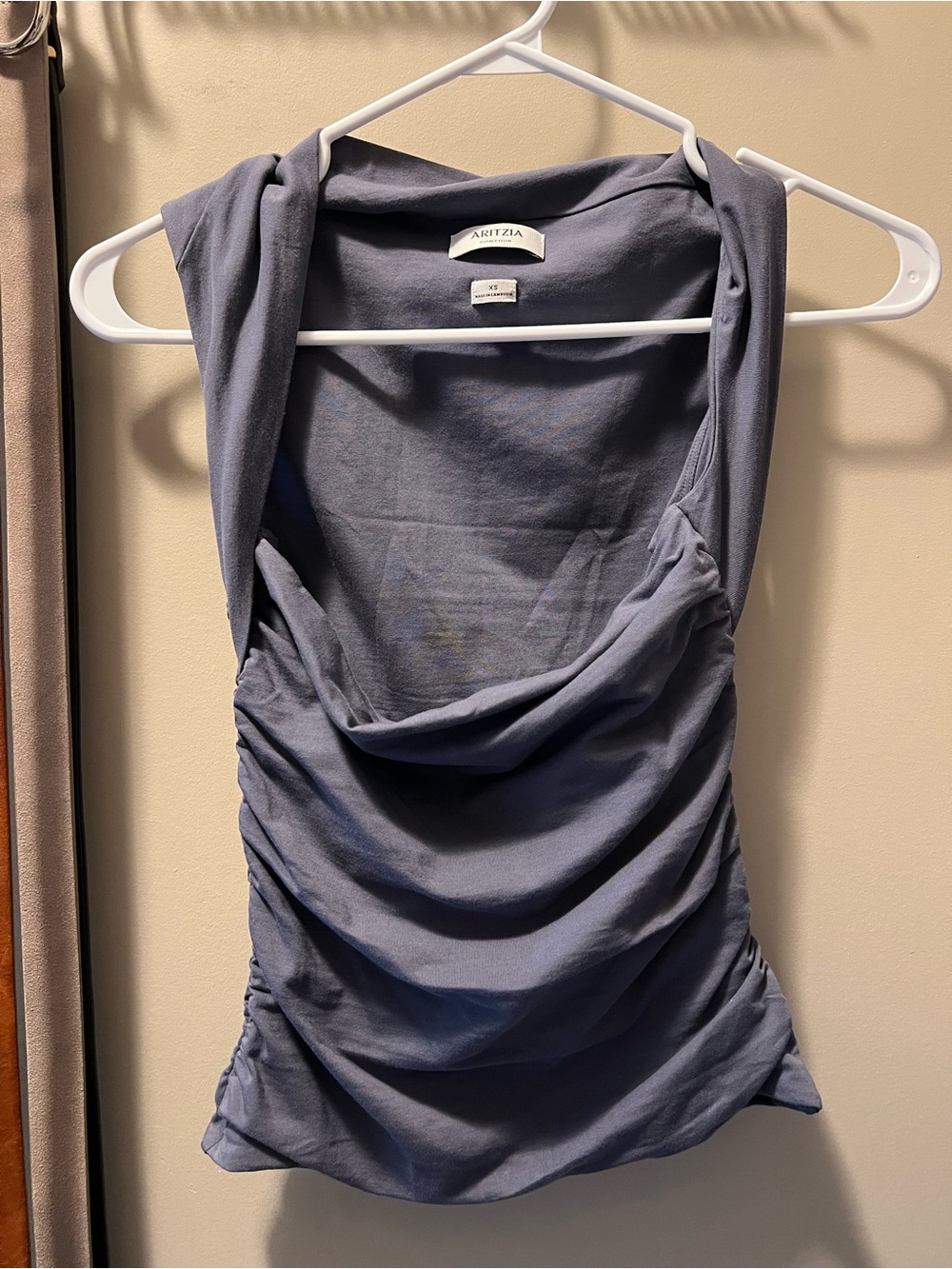 Aritzia Slate Blue Cowl Neck Ruched Camisole